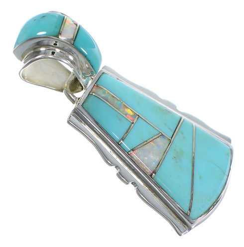 Turquoise And Opal Sterling Silver Pendant EX44357
